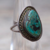 Vintage Sterling Chrysocolla Roper Ring 3.75