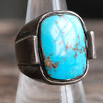 Vintage Sterling Turquoise Signet Ring 8