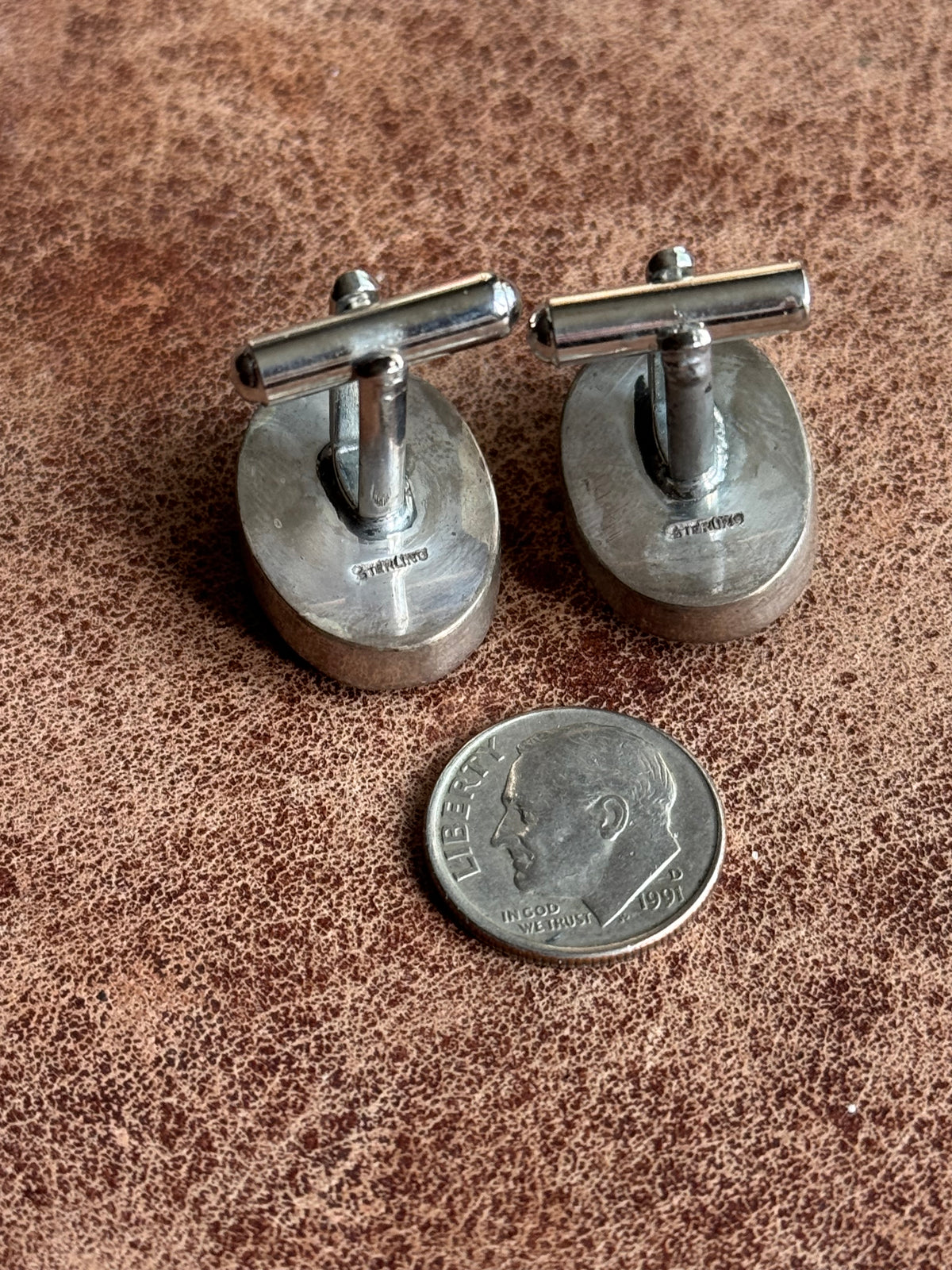 Vintage Sterling Silver Royston Turquoise Cufflinks