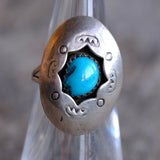 Vintage Sterling Turquoise Shadowbox Ring 5.5