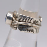 Vintage Sterling Blue Glass Feather Ring 7.25