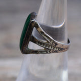 Vintage Sterling Older Turquoise Stamped Band Ring 6