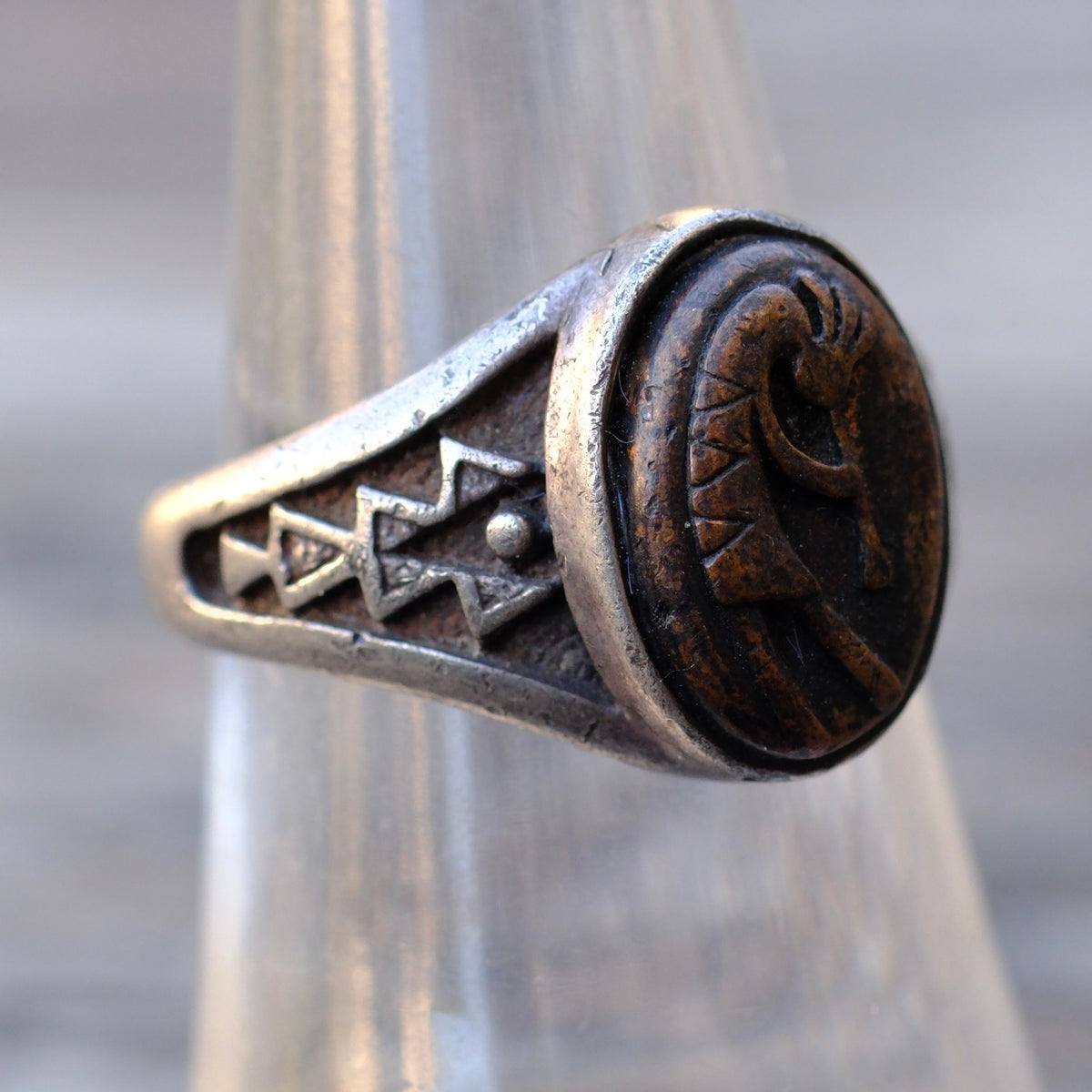 Vintage Sterling and Copper Kokopelli Ring 7