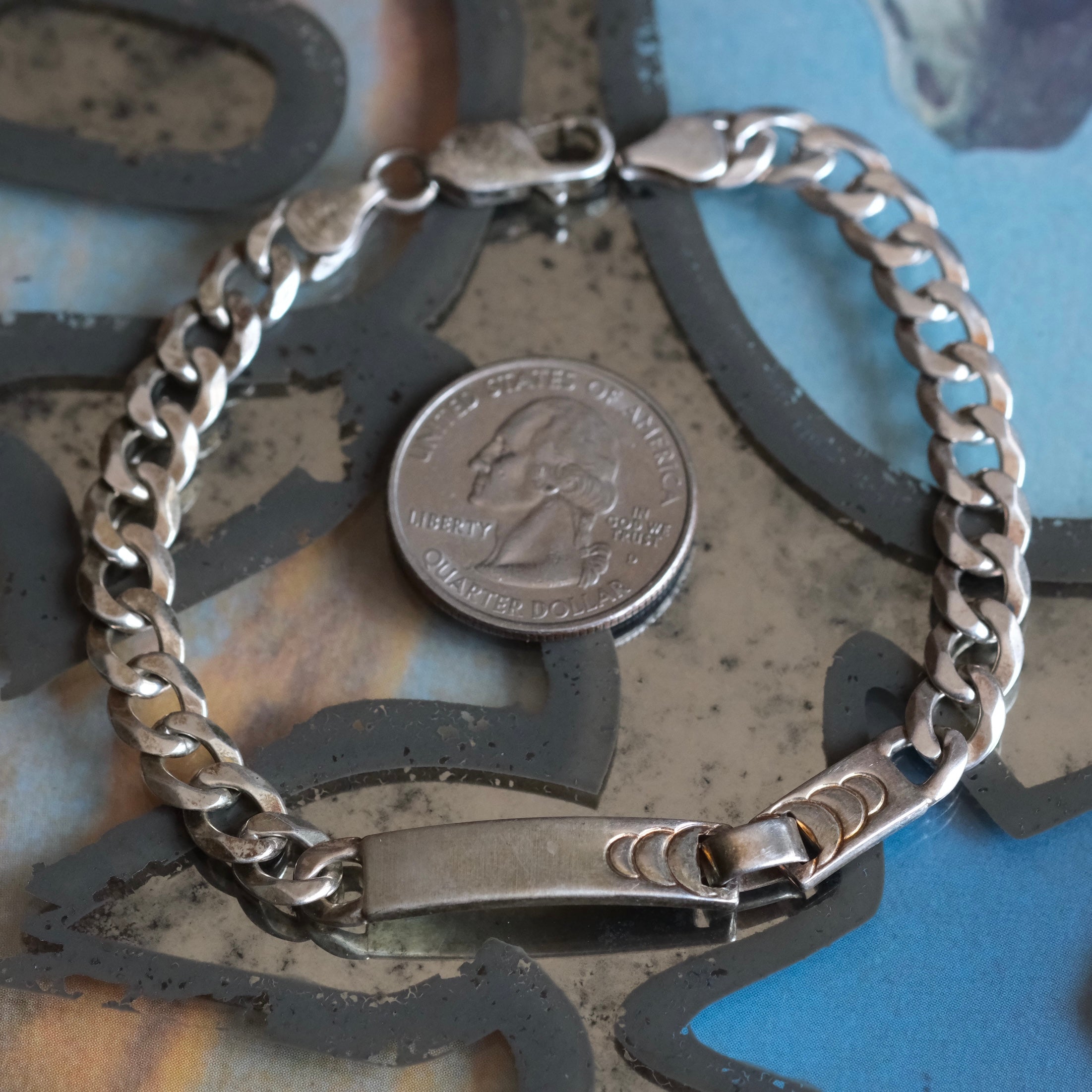 Vintage Sterling Silver ID Bracelet 8"
