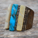 Vintage Sterling Turquoise and Mother Of Pearl Ring 12