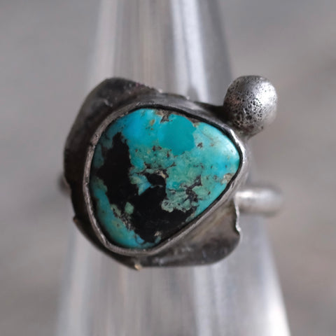 Vintage Sterling Turquoise Ring 4.5