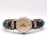 Vintage Sterling Turquoise Cuff Watch Band