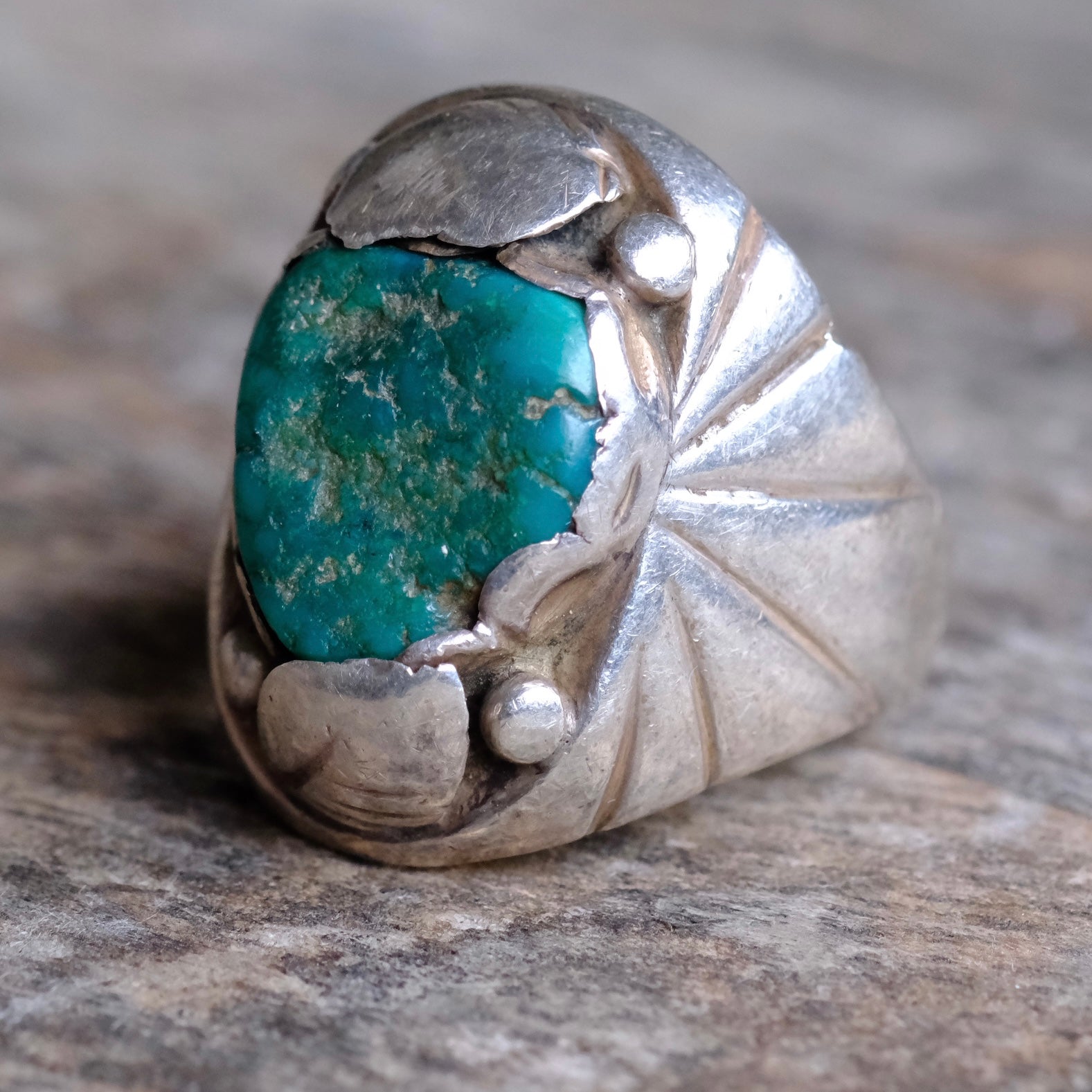 Vintage Sterling Turquoise Ring 9.5