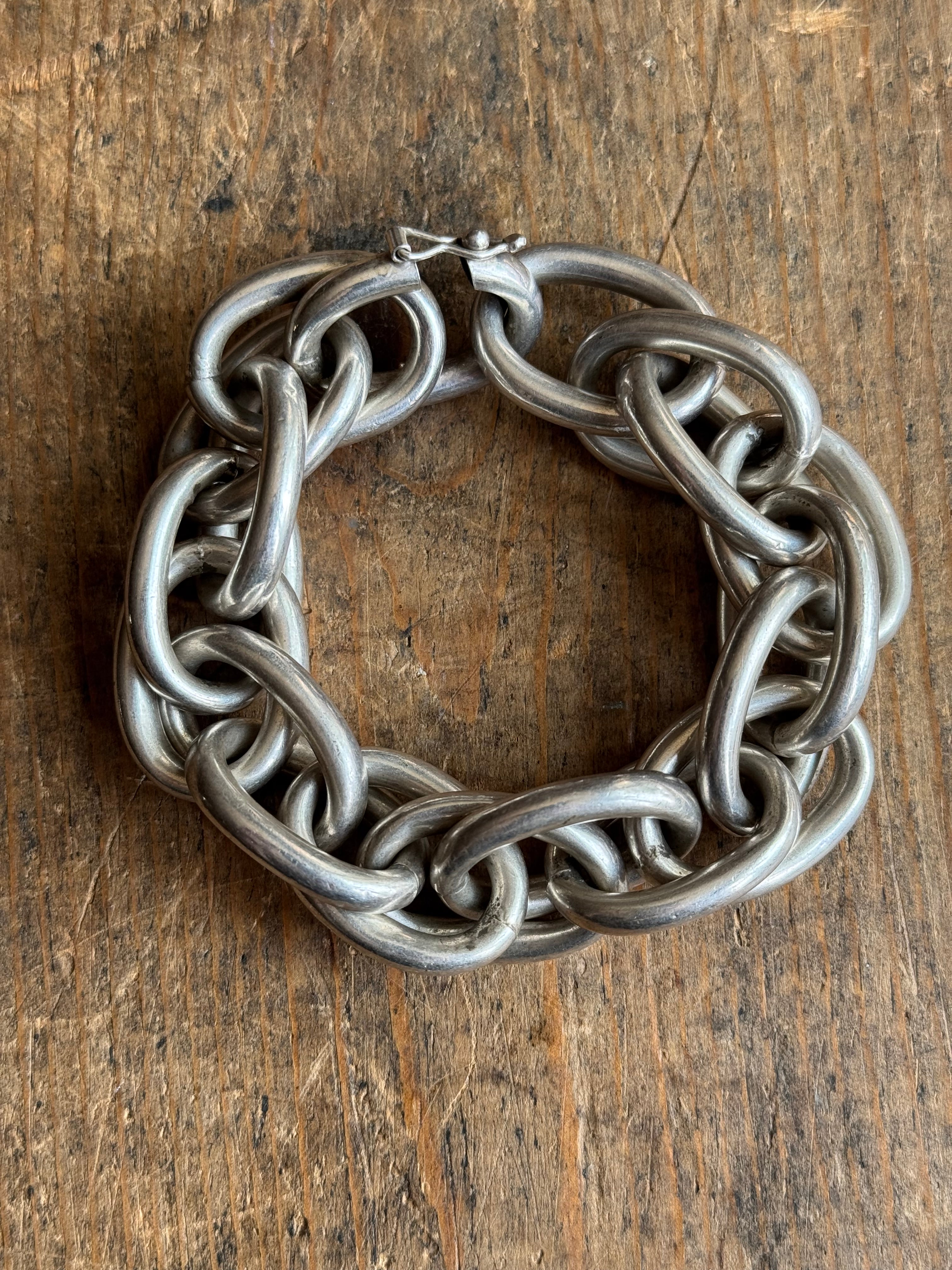 Vintage Sterling Silver 8” Massive Double Link Curb Chain Bracelet