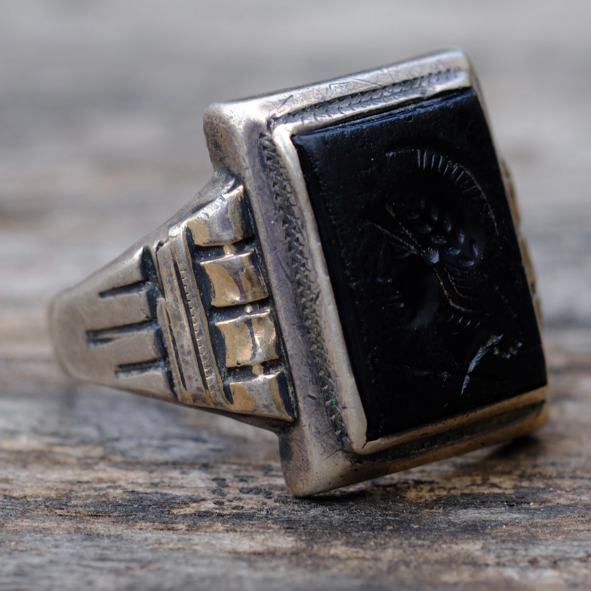 Vintage Sterling Centurion Signet Ring 11