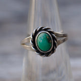 Vintage Sterling Turquoise Roper Ring 5.5