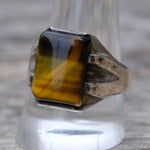Vintage Sterling Tigers Eye Signet Ring 11.5