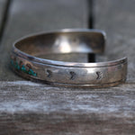 Vintage Sterling Turquoise and Coral Inlay Wave Cuff
