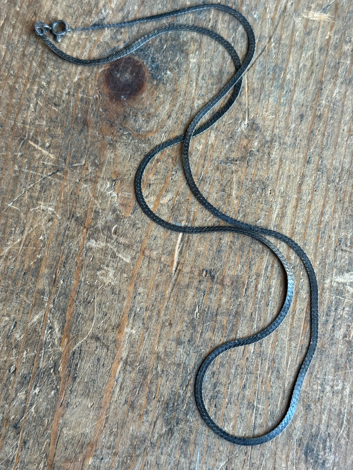 Vintage Sterling Silver 20" Patinaed Herringbone Chain