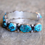 Vintage Sterling 9-Stone Turquoise Cuff Bracelet