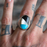 Vintage Sterling Multistone Inlay Ring 10