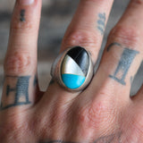 Vintage Sterling Multistone Inlay Ring 10