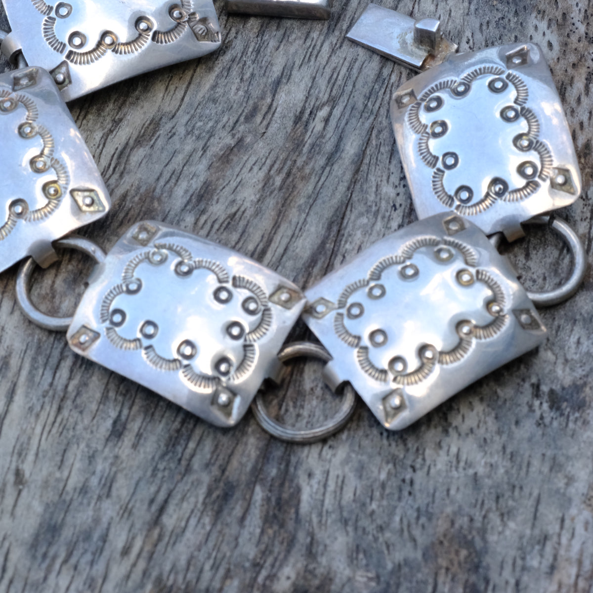 Vintage Sterling Silver Stamped Link Bracelet