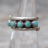 Vintage Sterling Snake Eye Turquoise Band Ring 5.75