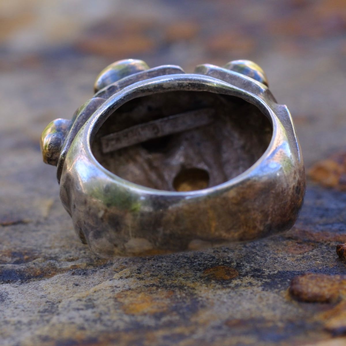 Vintage Sterling and 18K Gold Ring 6.75 Caviar-Lagos