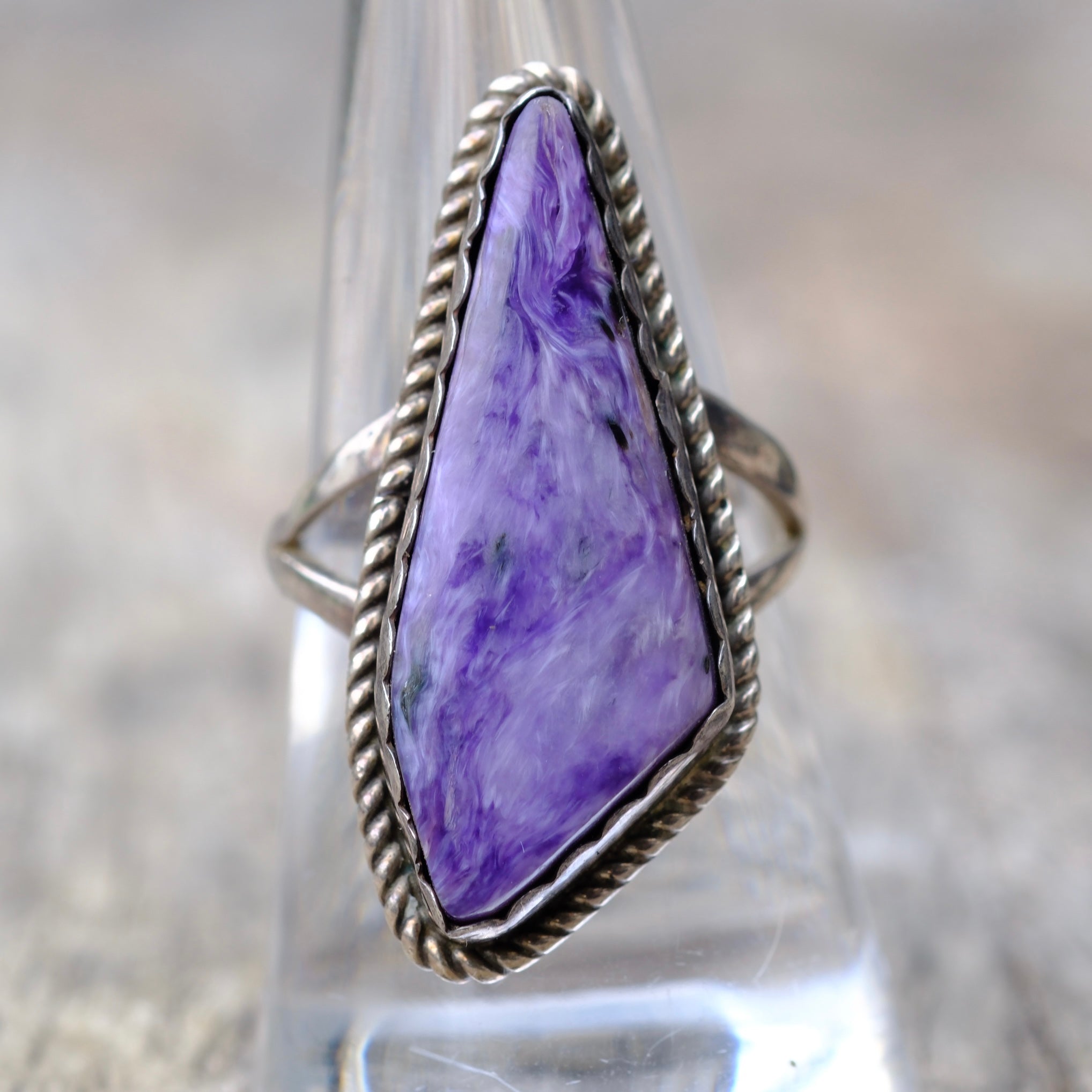 Vintage Sterling Charoite Roper Ring 8