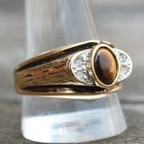 Vintage Gold Plated Tigers Eye Signet Ring 12.5