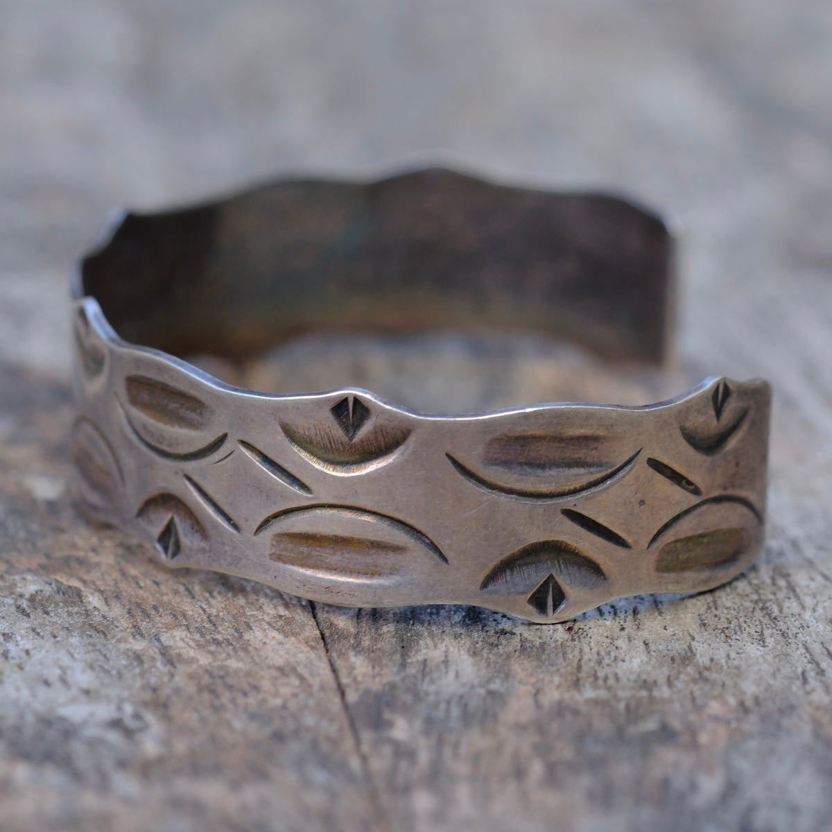 Vintage Sterling Silver Stamped Cuff Bracelet