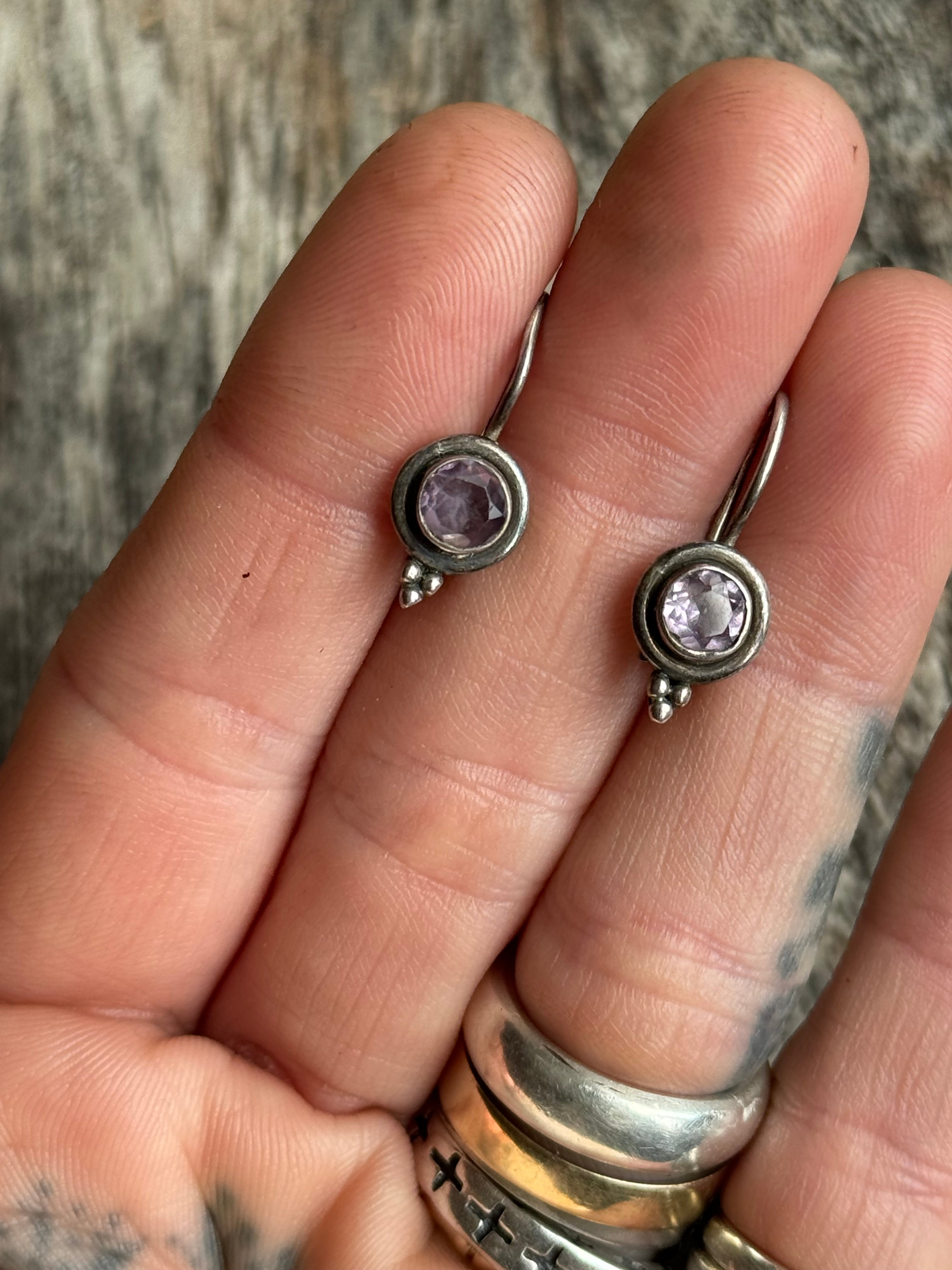 Vintage Sterling Silver Amethyst Earrings