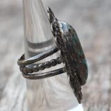 Vintage Sterling Turquoise Florette Ring 7