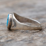 Vintage Sterling Turquoise Stamped Band Ring 12