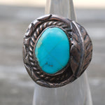 Vintage Sterling Turquoise Feather Ring 4