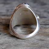 Vintage Sterling Effie C Zuni Onyx Snake Ring 9.5