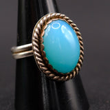 Vintage Sterling Blue Glass Roper Ring 8.75