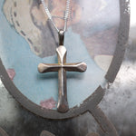 Vintage Sterling Silver Sandcast Cross Necklace