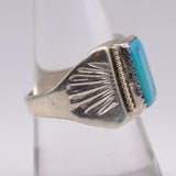 Vintage Sterling Turquoise Stamped Band Ring 8.75