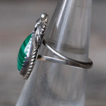 Vintage Sterling Malachite Feather Ring 5.25