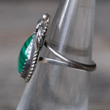 Vintage Sterling Malachite Feather Ring 5.25