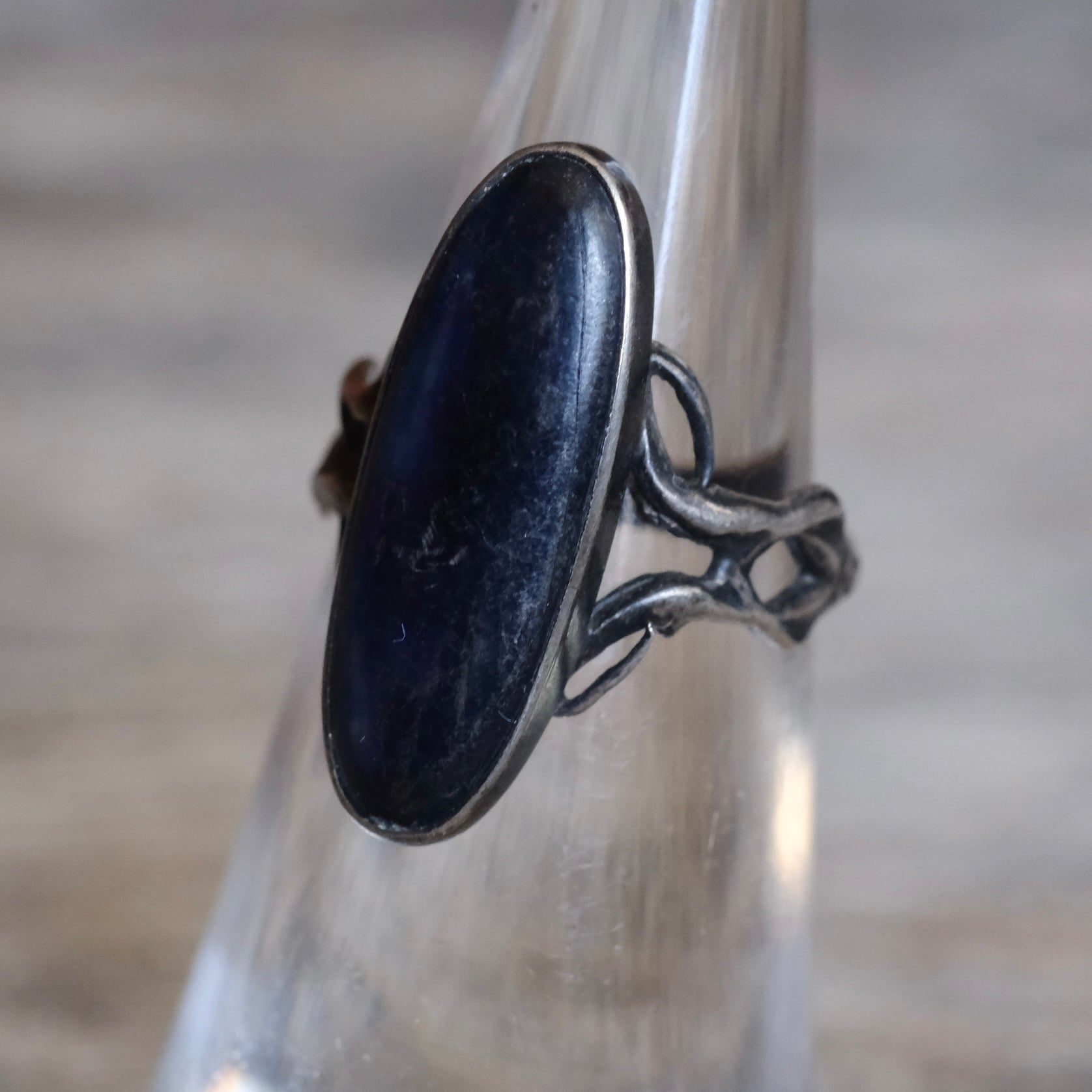 Vintage Sterling Resin Ring 4.25