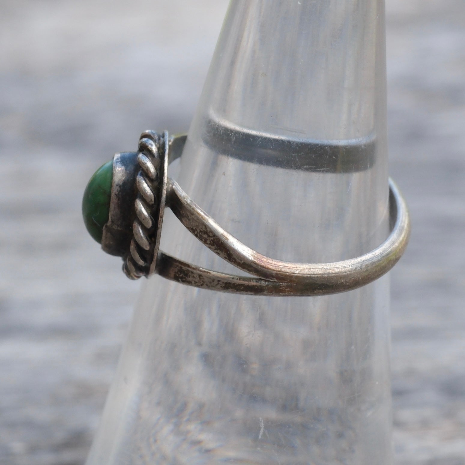 Vintage Sterling Turquoise Roper Ring 5.75