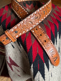 Vintage Hand Tooled Brown Leather ‘RETA’ Belt