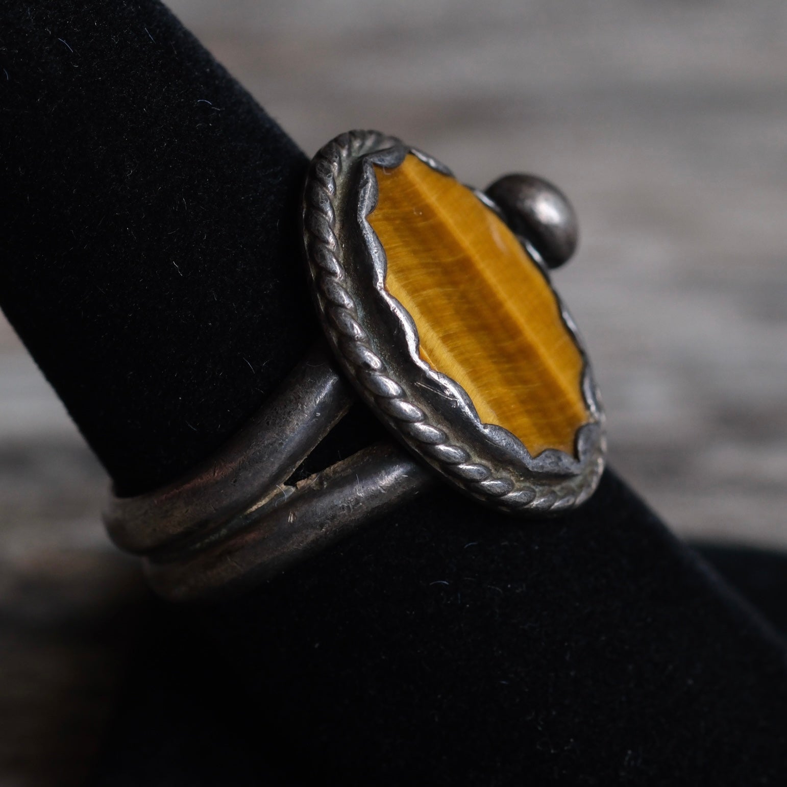 Vintage Sterling Tigers Eye Ring 8.25