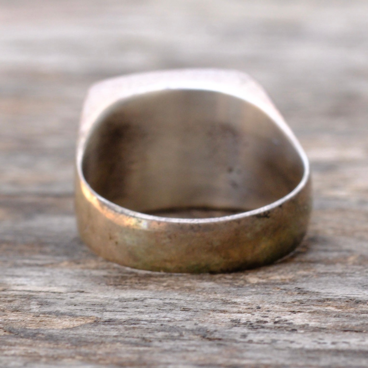 Vintage Sterling Turquoise Inlay Striper Ring 8.75