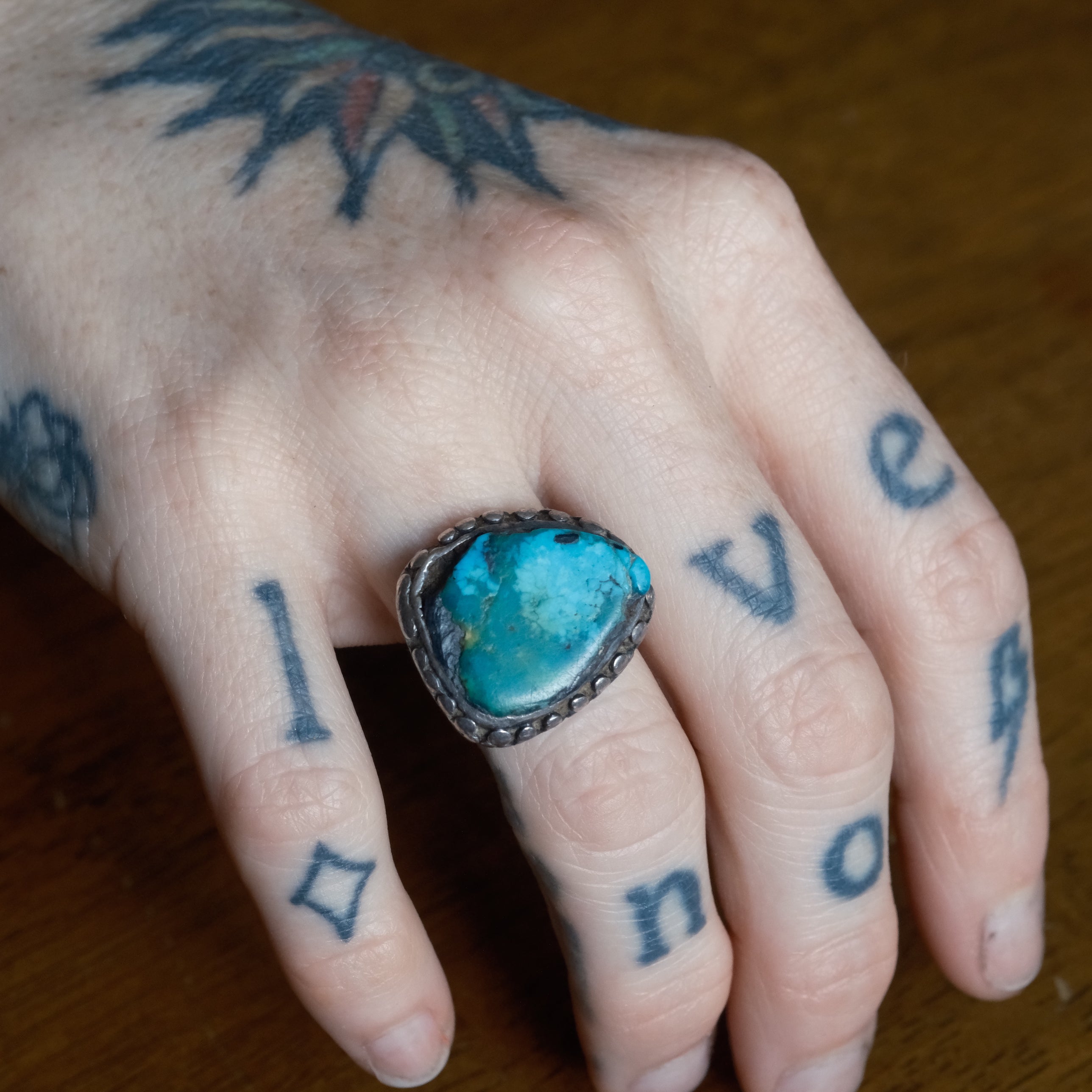 Vintage Sterling Turquoise ring 5.75
