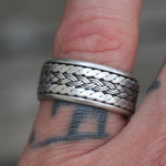 Vintage Sterling Silver Braided Spinner Band 8