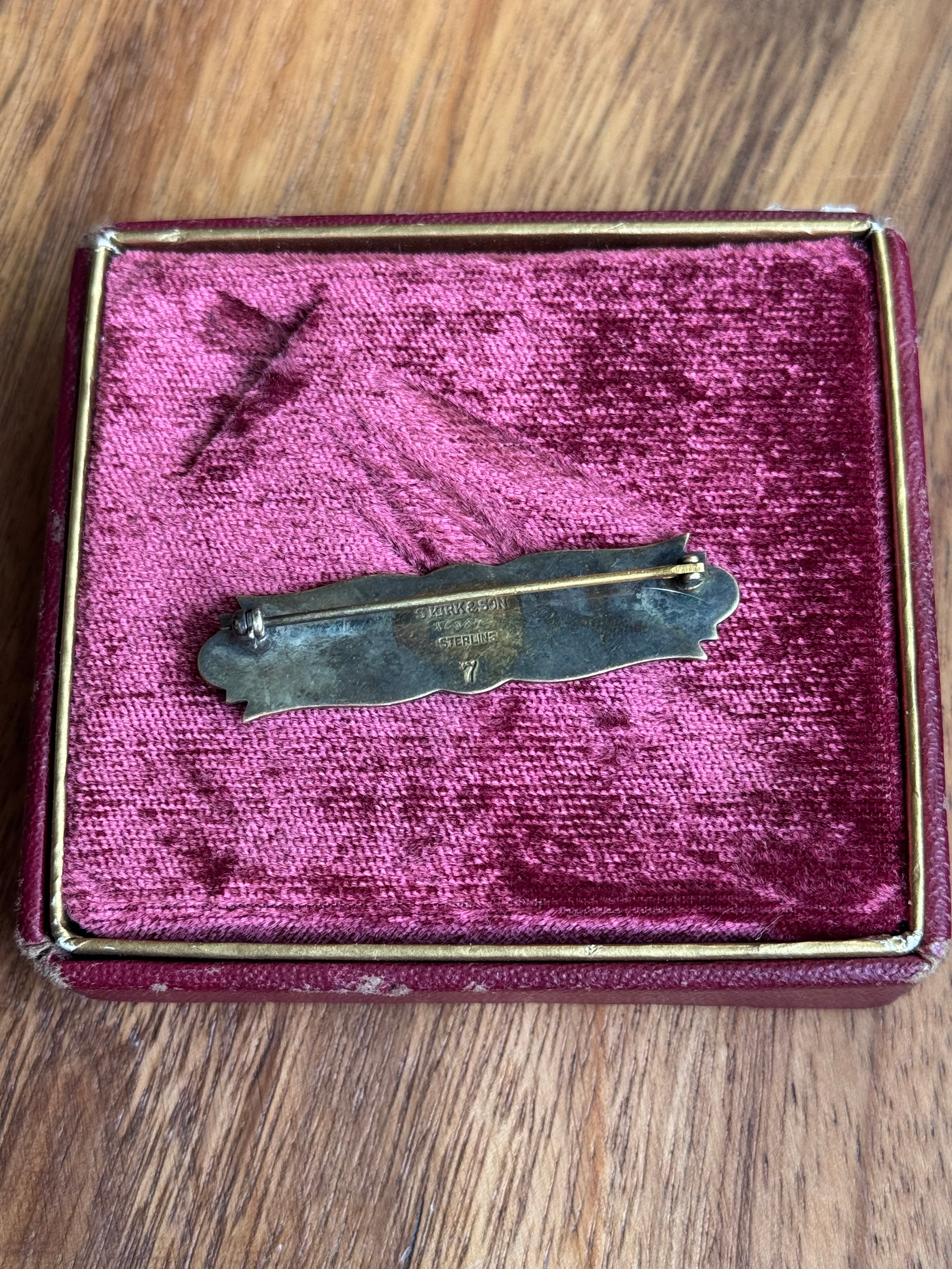 Vintage Sterling Silver Gold Toned Floral Banner Pin
