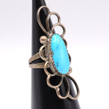 Vintage Sterling Turquoise Floral Ring 4