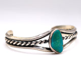 Vintage Sterling Turquoise Braided Cuff Bracelet 7"