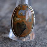 Vintage Sterling jasper Ring 10.75