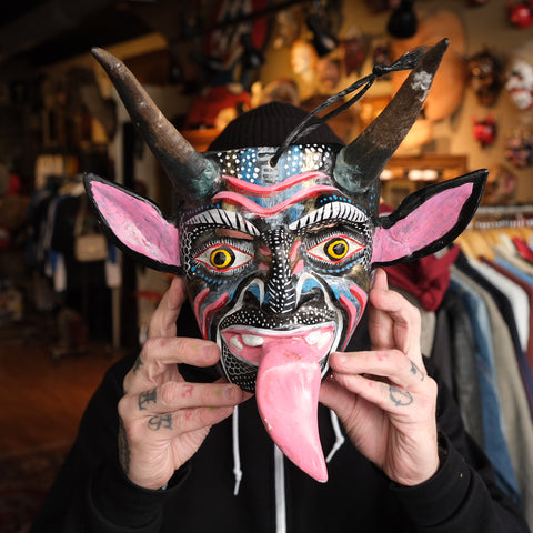 Hand Carved And Painted Devil Mask