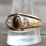 Vintage Gold Plated Tigers Eye Signet Ring 12.5